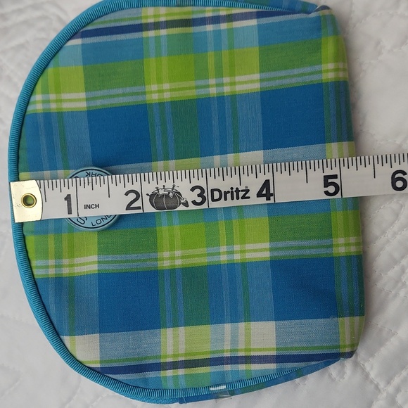 Soho London New York Blue Madras Beauty Bag, Like New - Picture 5 of 6